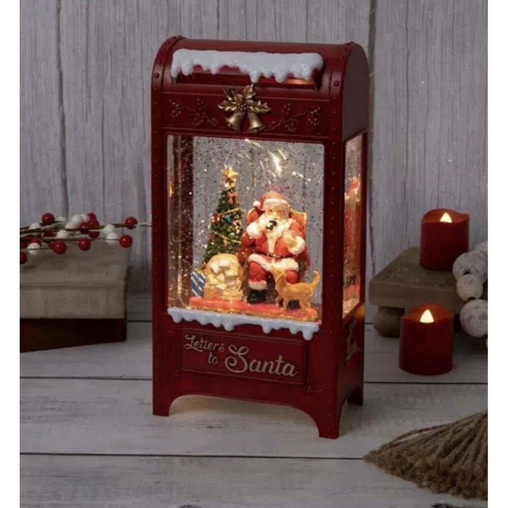 Snow Globe Santa Clause Christmas Lights Post Office Mail Box - - Picture 3 of 7